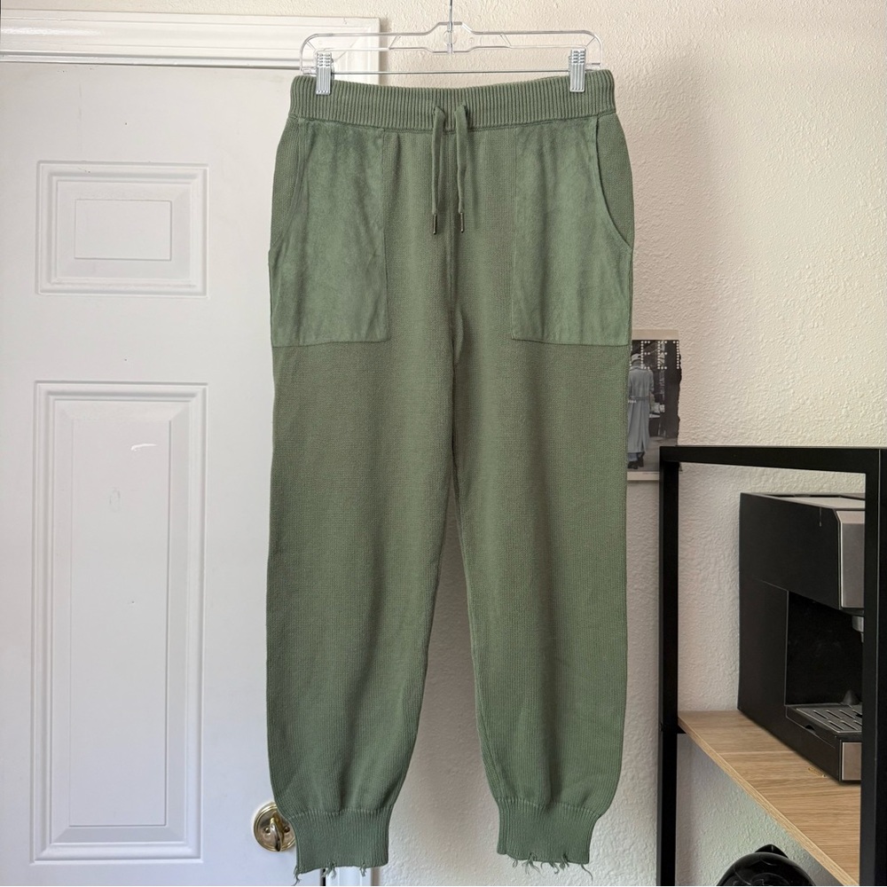 SER.O.YA olive sage army green knit distressed jogger elastic waist straight